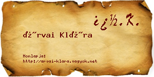 Árvai Klára névjegykártya