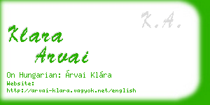 klara arvai business card